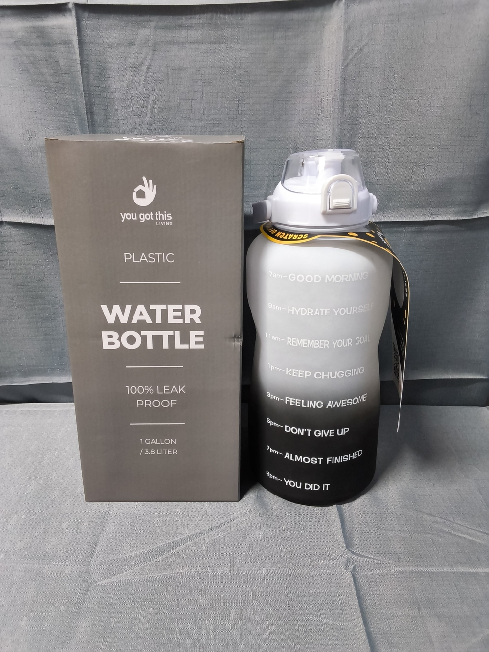 Gradient Black and White Plastic Water Bottle - 1 Gallon